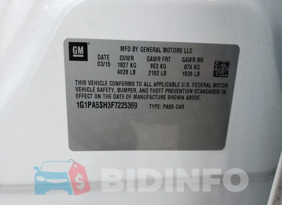 1G1PA5SH3F7225369 Photo# 13