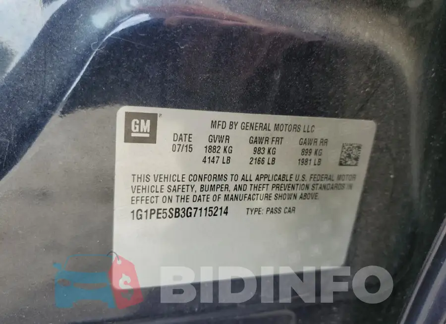 1G1PE5SB3G7115214 Photo# 12