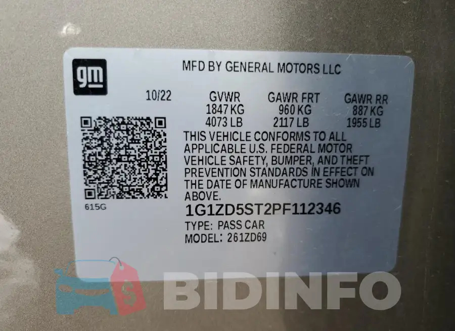 1G1ZD5ST2PF112346 Photo# 13