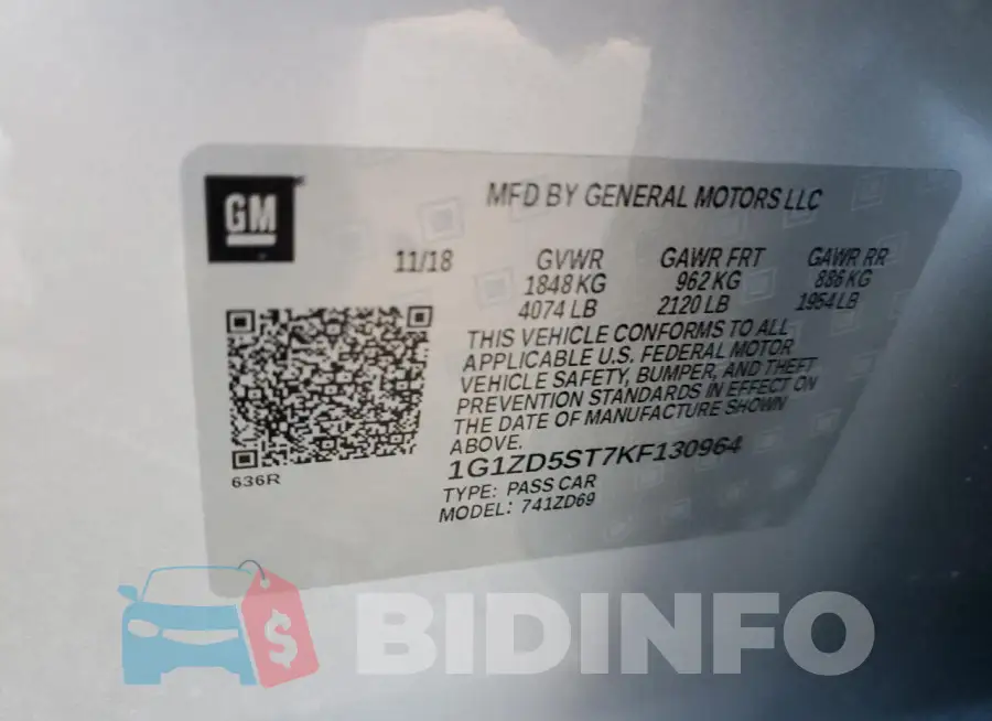 1G1ZD5ST7KF130964 Photo# 12