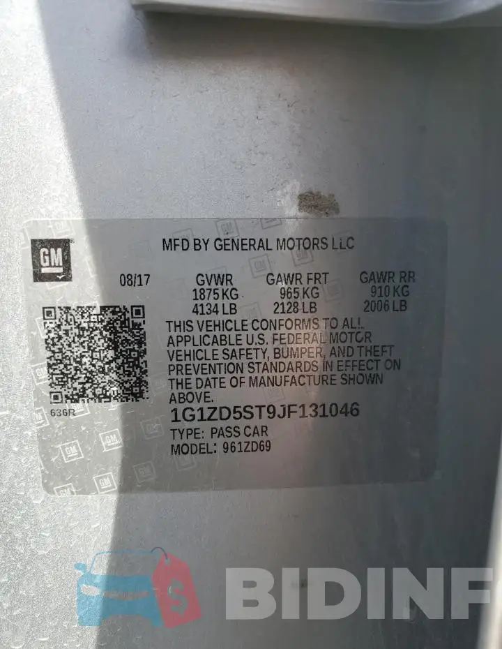 1G1ZD5ST9JF131046 Photo# 13