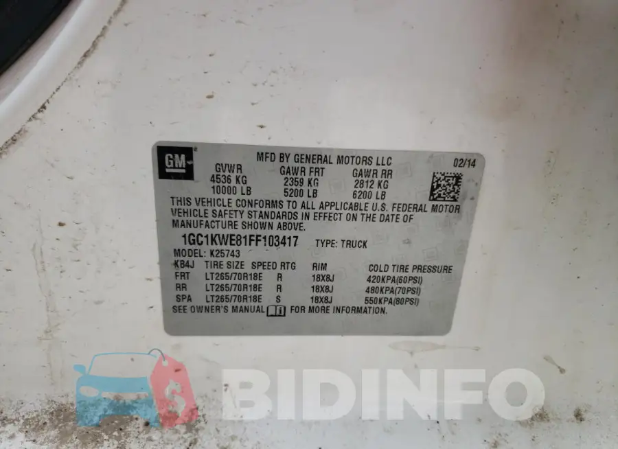 1GC1KWE81FF103417 Photo# 12