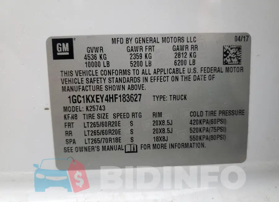 1GC1KXEY4HF183627 Photo# 12