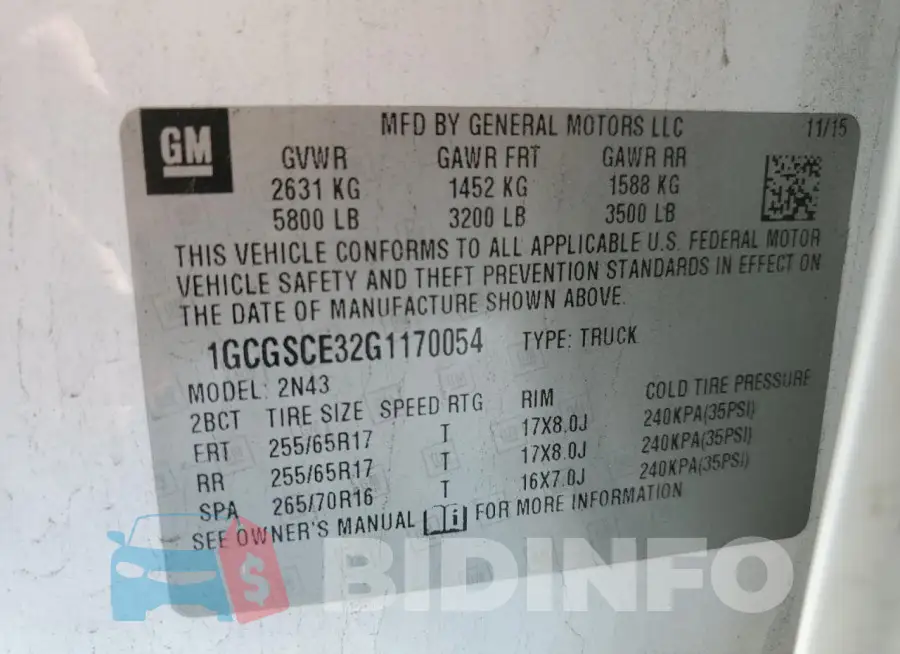 1GCGSCE32G1170054 Photo# 12