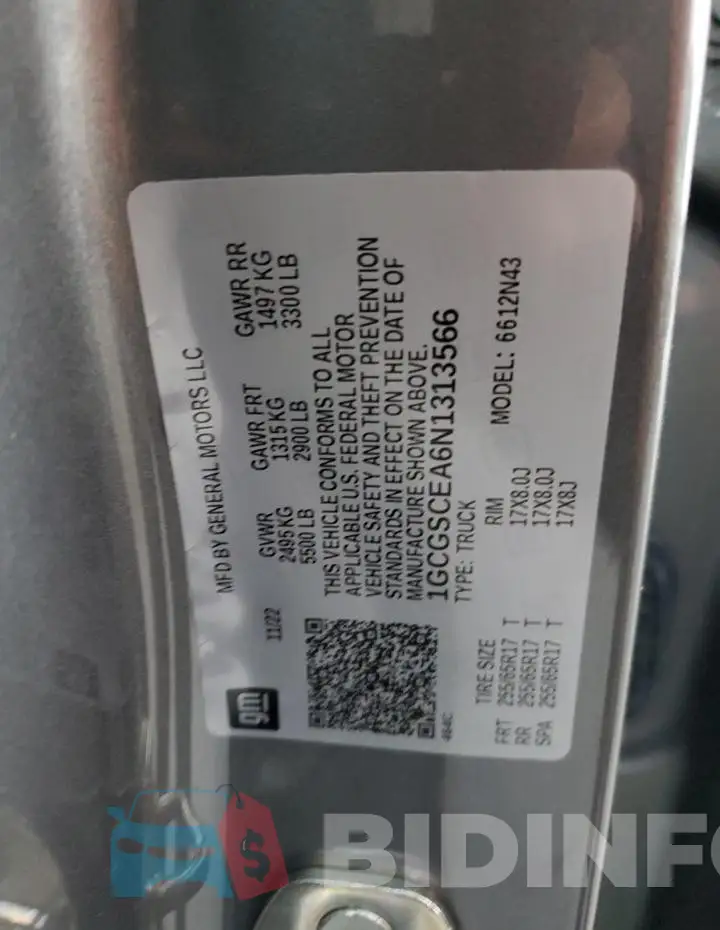 1GCGSCEA6N1313566 Photo# 13