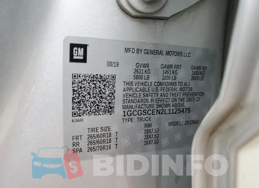 1GCGSCEN2L1125479 Photo# 12