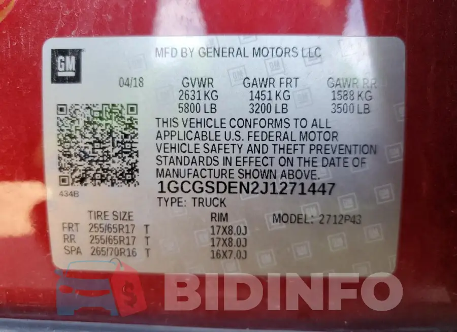 1GCGSDEN2J1271447 Photo# 13