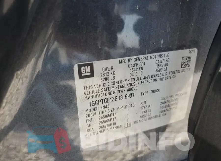 1GCPTCE13G1315937 Photo# 13