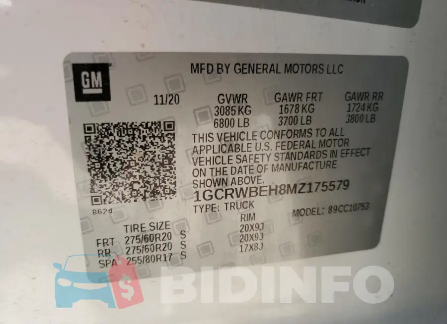 1GCRWBEH8MZ175579 Photo# 12