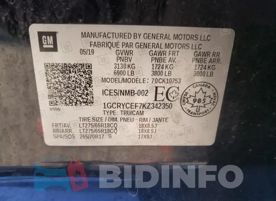1GCRYCEF7KZ342350 Photo# 13