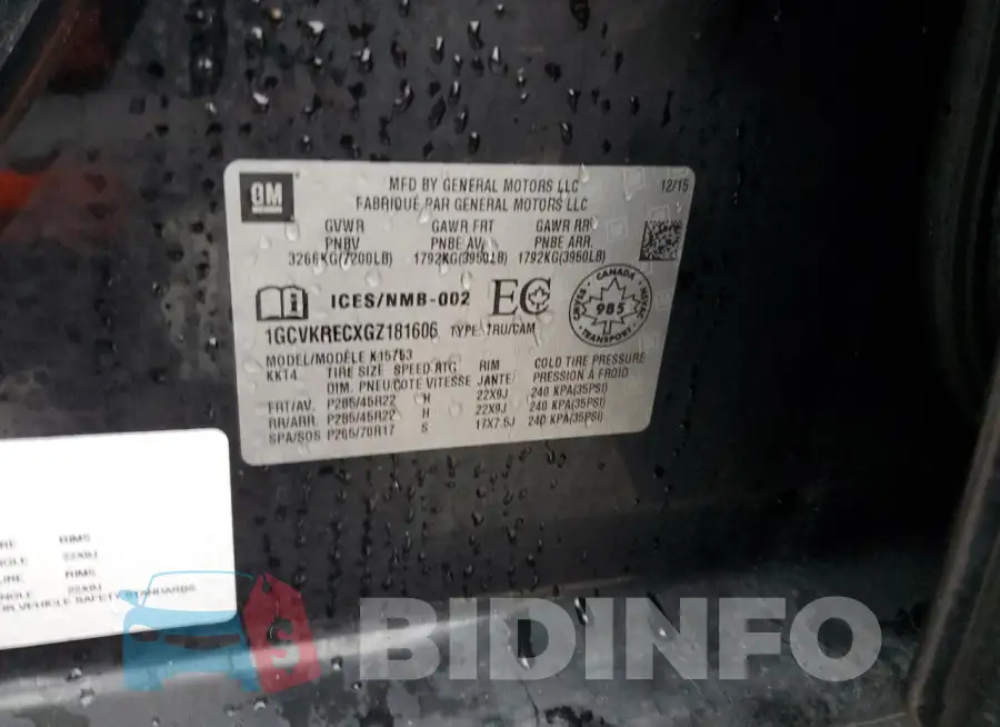 1GCVKRECXGZ181606 Photo# 12
