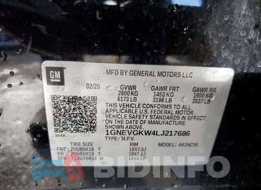 1GNEVGKW4LJ217686 Photo# 14