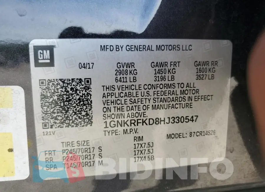 1GNKRFKD8HJ330547 Photo# 13