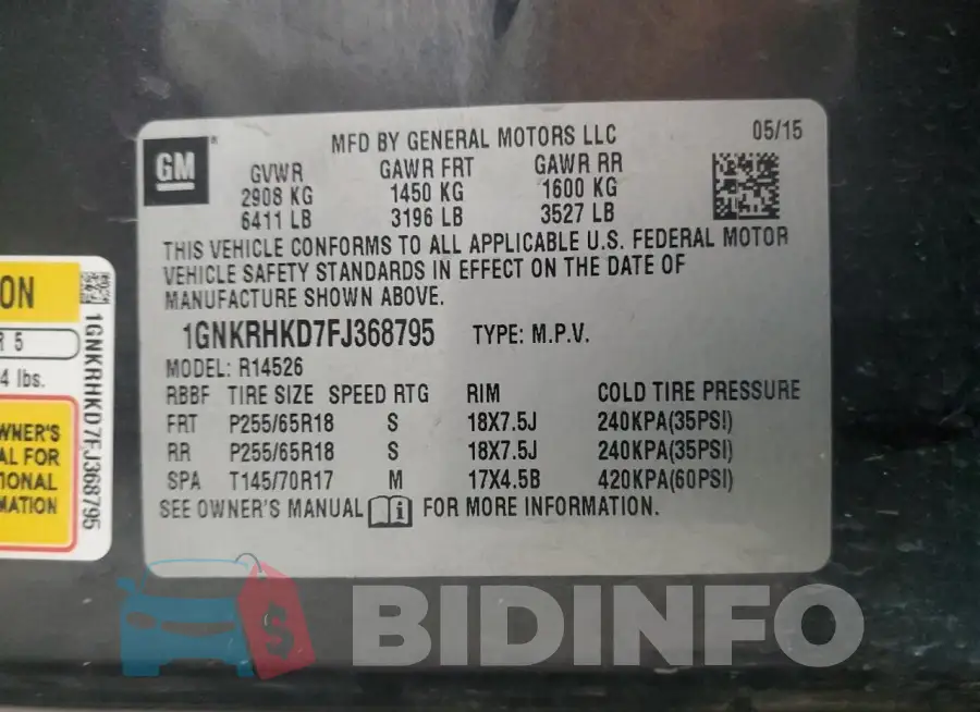 1GNKRHKD7FJ368795 Photo# 12
