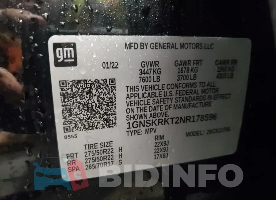 1GNSKRKT2NR178596 Photo# 13