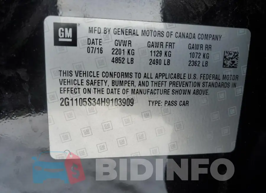 2G1105S34H9103909 Photo# 12
