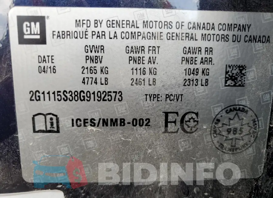 2G1115S38G9192573 Photo# 12