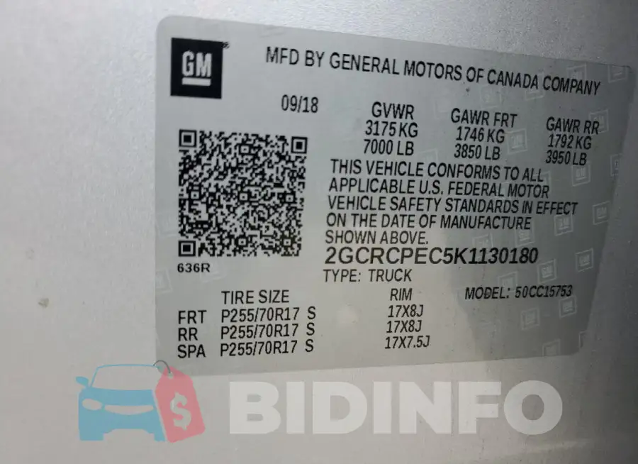 2GCRCPEC5K1130180 Photo# 13