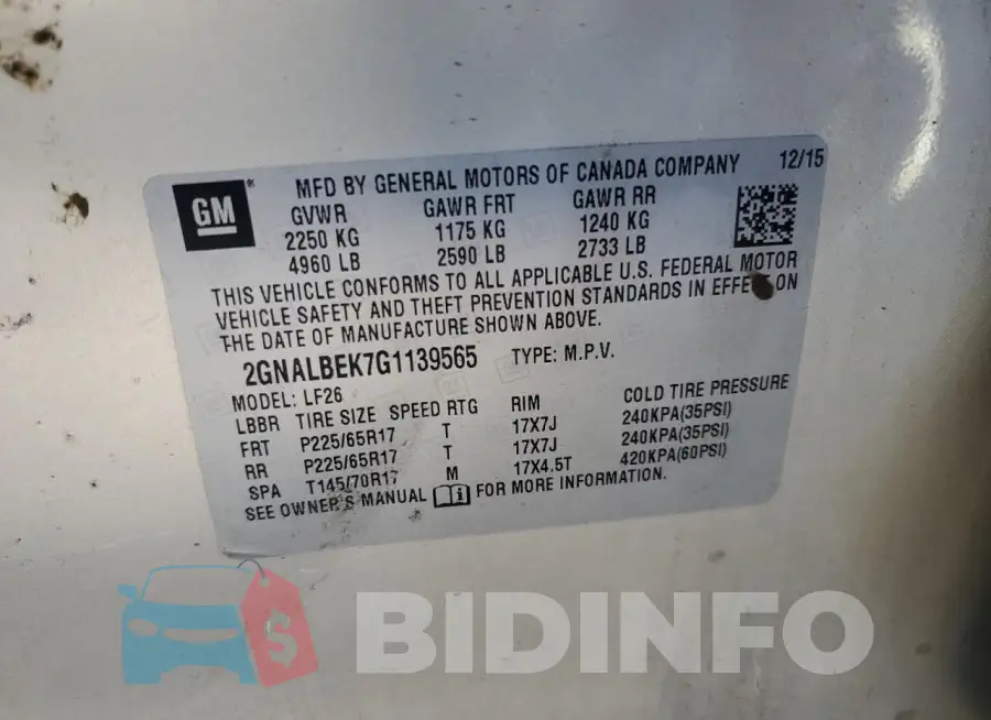 2GNALBEK7G1139565 Photo# 13