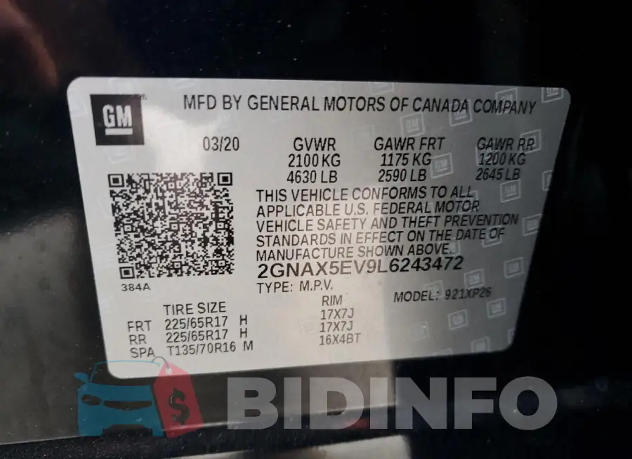 2GNAX5EV9L6243472 Photo# 12