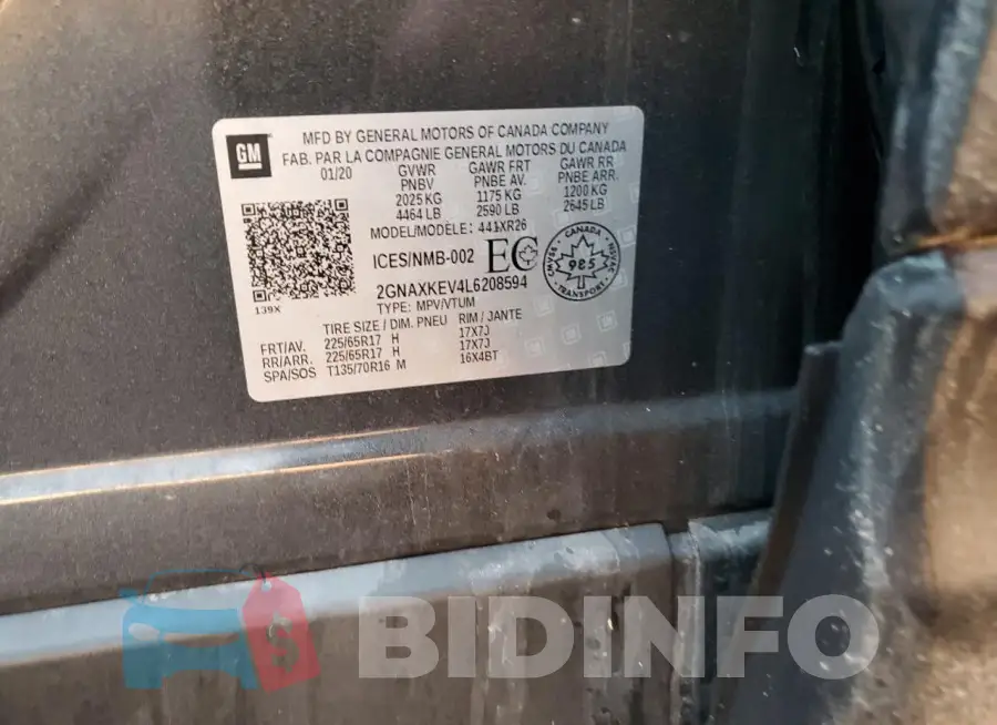2GNAXKEV4L6208594 Photo# 14