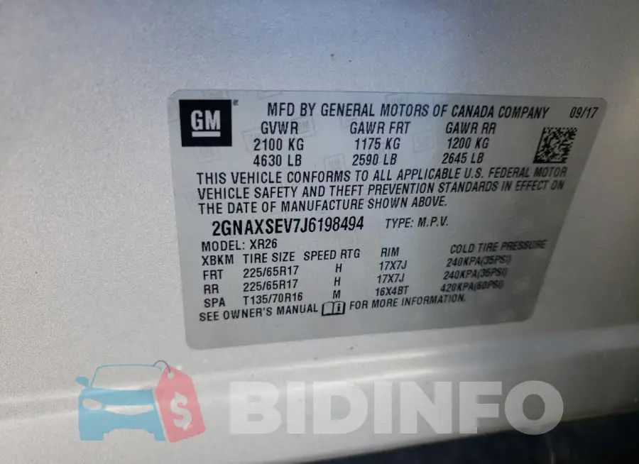 2GNAXSEV7J6198494 Photo# 13