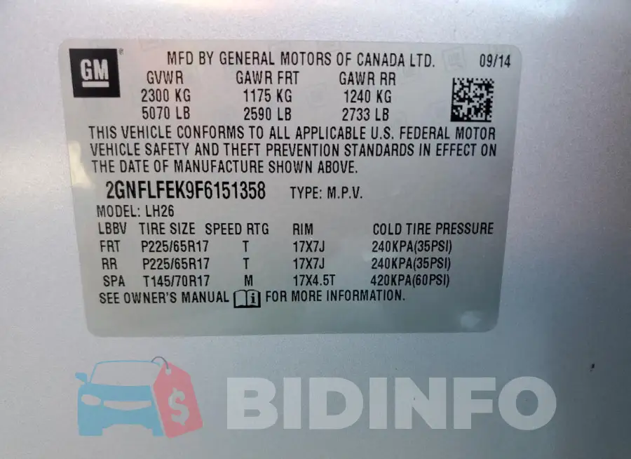 2GNFLFEK9F6151358 Photo# 13