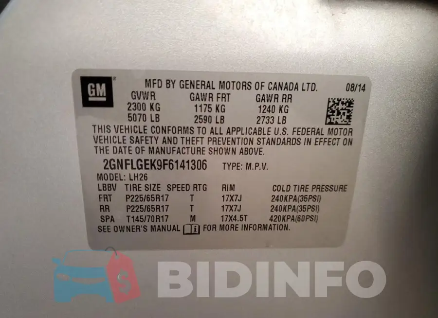 2GNFLGEK9F6141306 Photo# 13
