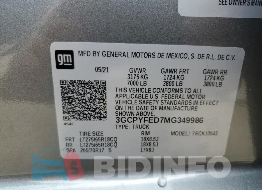 3GCPYFED7MG349986 Photo# 12