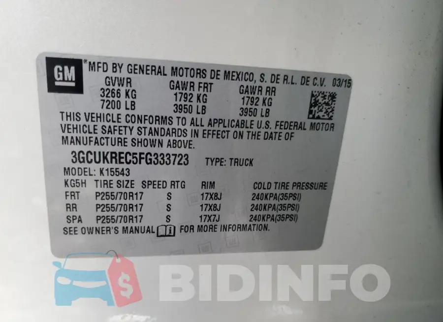 3GCUKREC5FG333723 Photo# 12