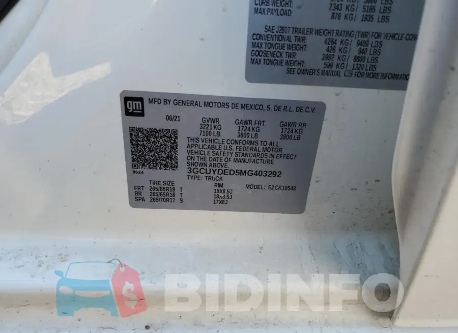 3GCUYDED5MG403292 Photo# 12