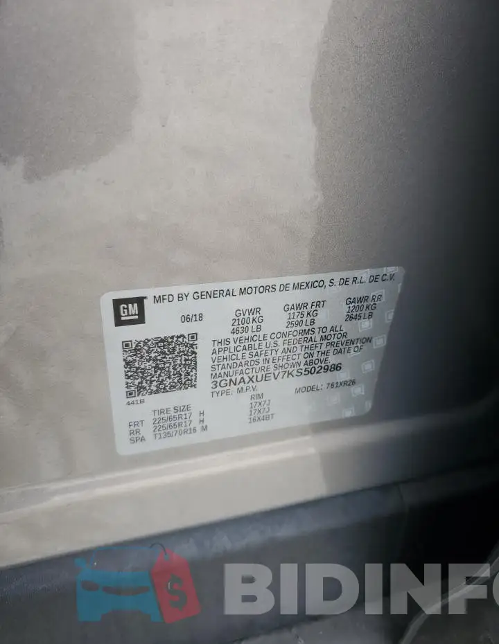 3GNAXUEV7KS502986 Photo# 12