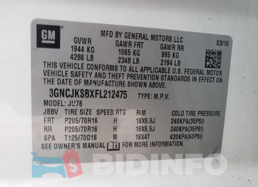 3GNCJKSBXFL212475 Photo# 13