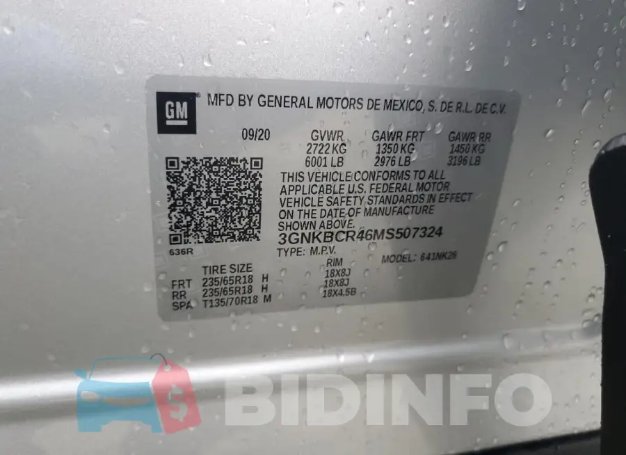 3GNKBCR46MS507324 Photo# 12