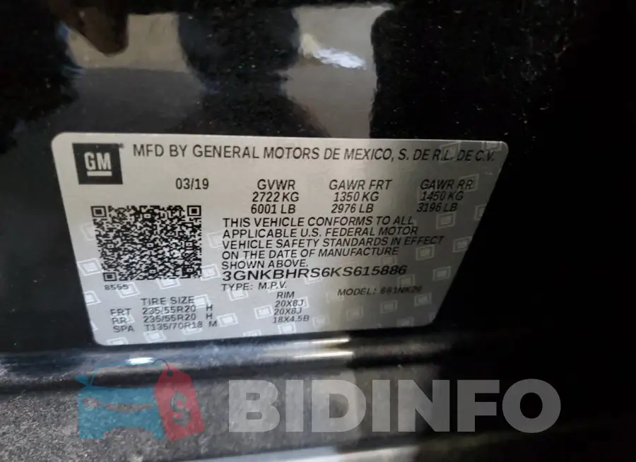 3GNKBHRS6KS615886 Photo# 13