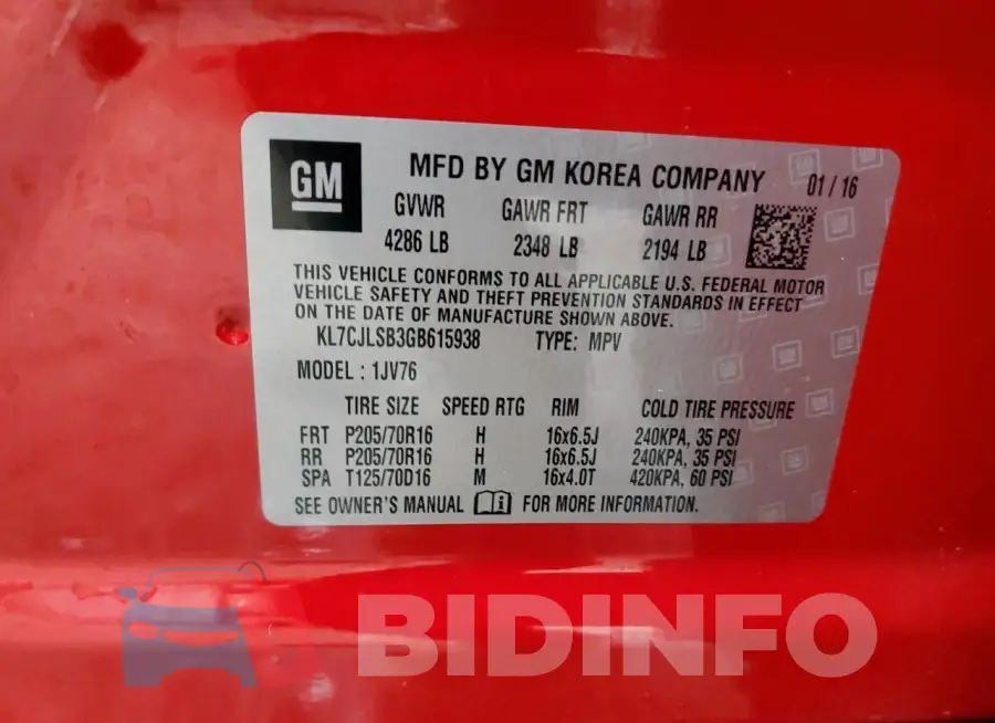 KL7CJLSB3GB615938 Photo# 12