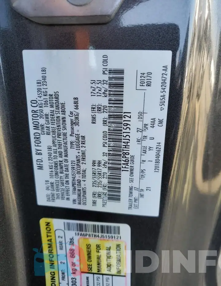 1FA6P8TH4J5159121 Photo# 12