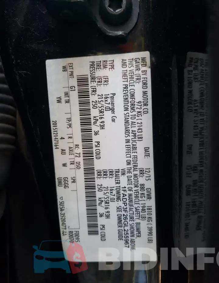 1FADP3F26GL255967 Photo# 13