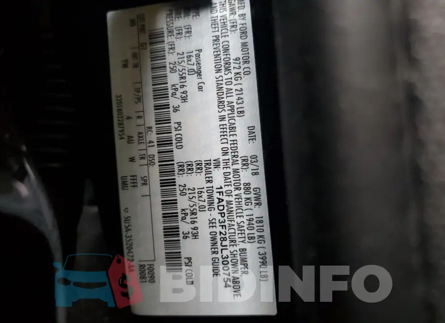 1FADP3F28JL300754 Photo# 13