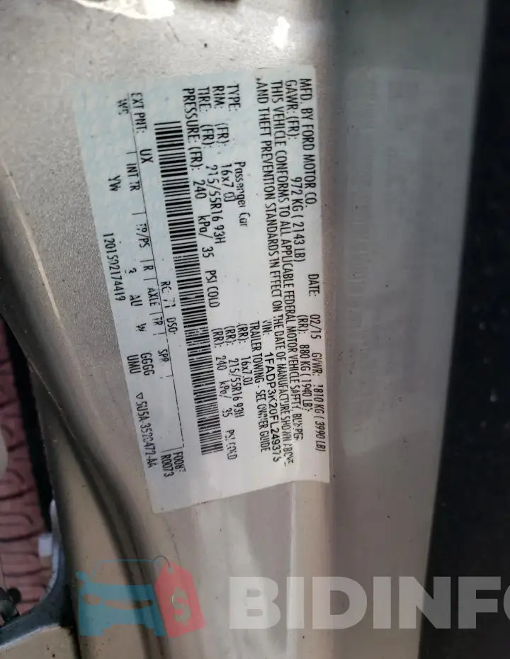 1FADP3K20FL249375 Photo# 12