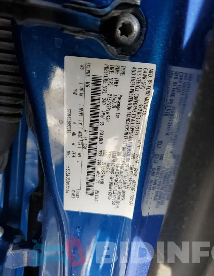 1FADP3K27JL270152 Photo# 12