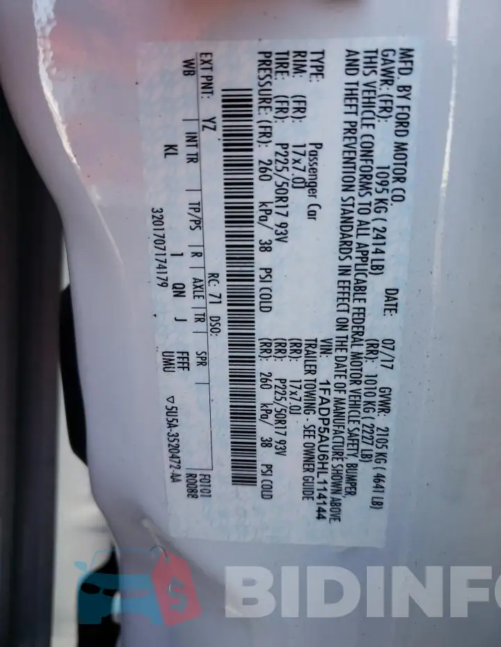 1FADP5AU6HL114144 Photo# 13