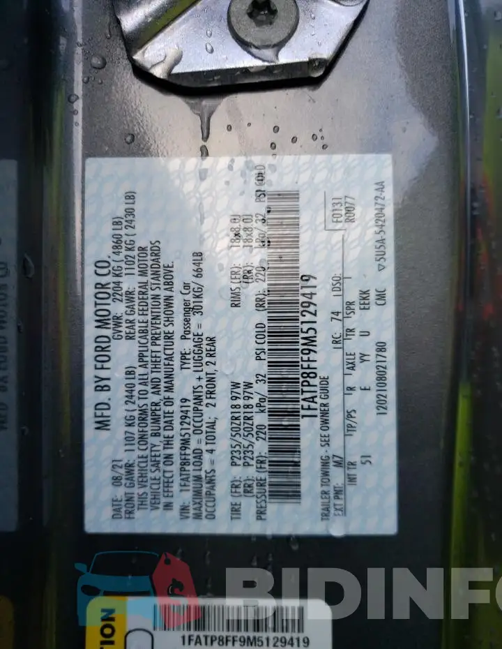 1FATP8FF9M5129419 Photo# 12