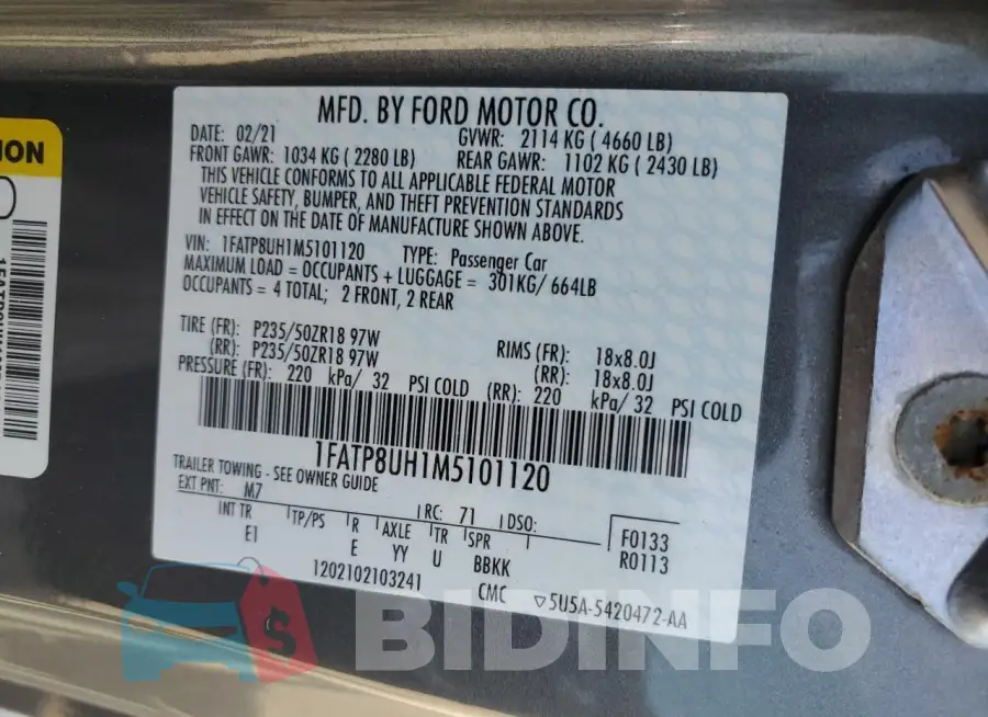 1FATP8UH1M5101120 Photo# 12