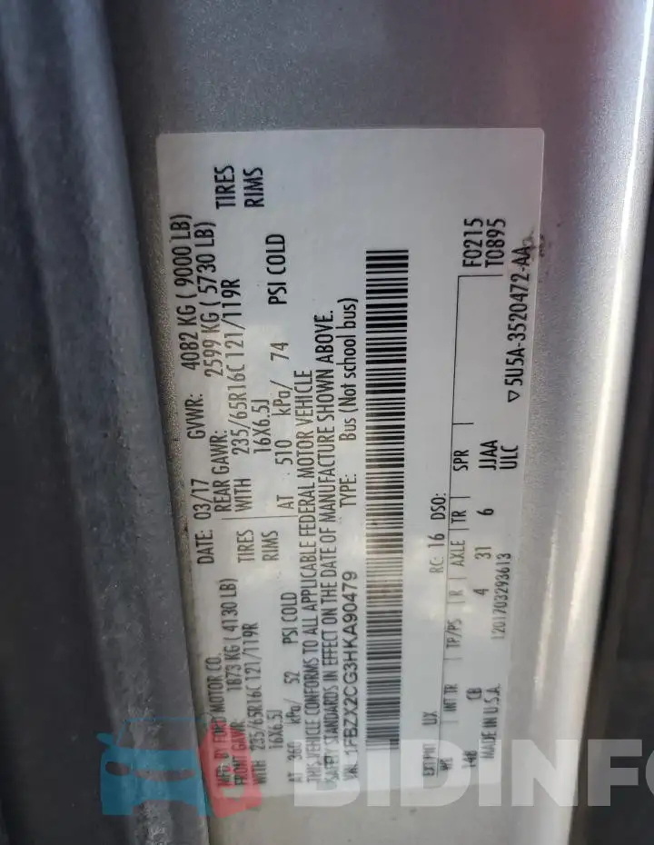 1FBZX2CG3HKA90479 Photo# 13