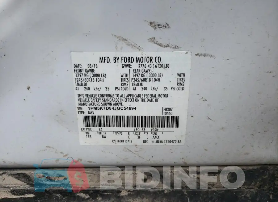 1FM5K7D84JGC54694 Photo# 13