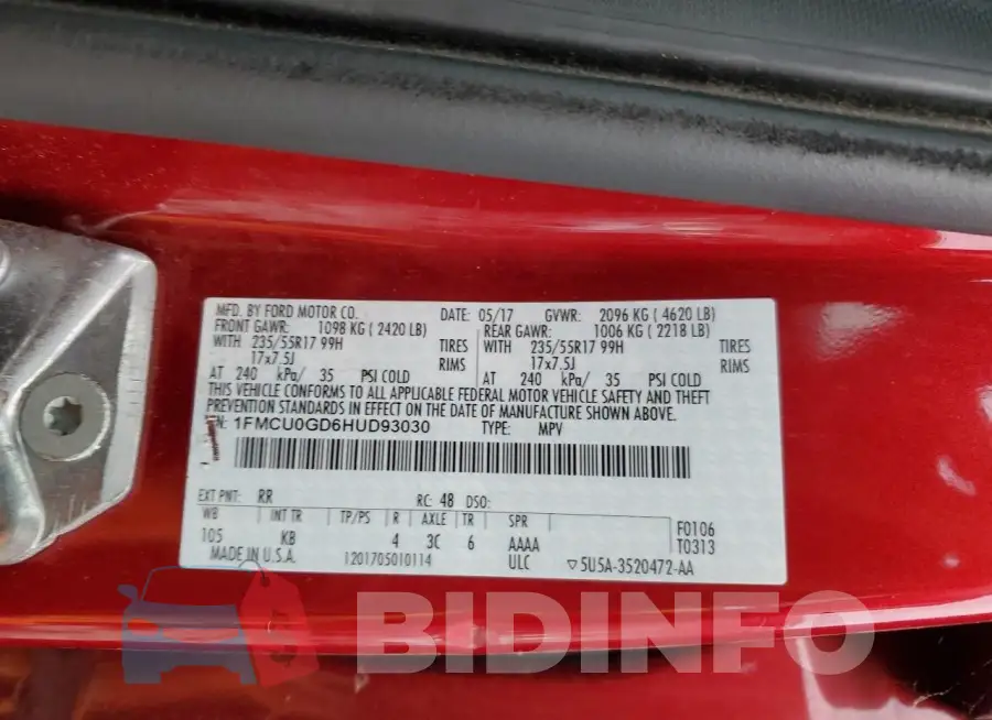 1FMCU0GD6HUD93030 Photo# 12
