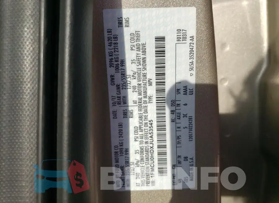 1FMCU0HDXJUA53545 Photo# 13