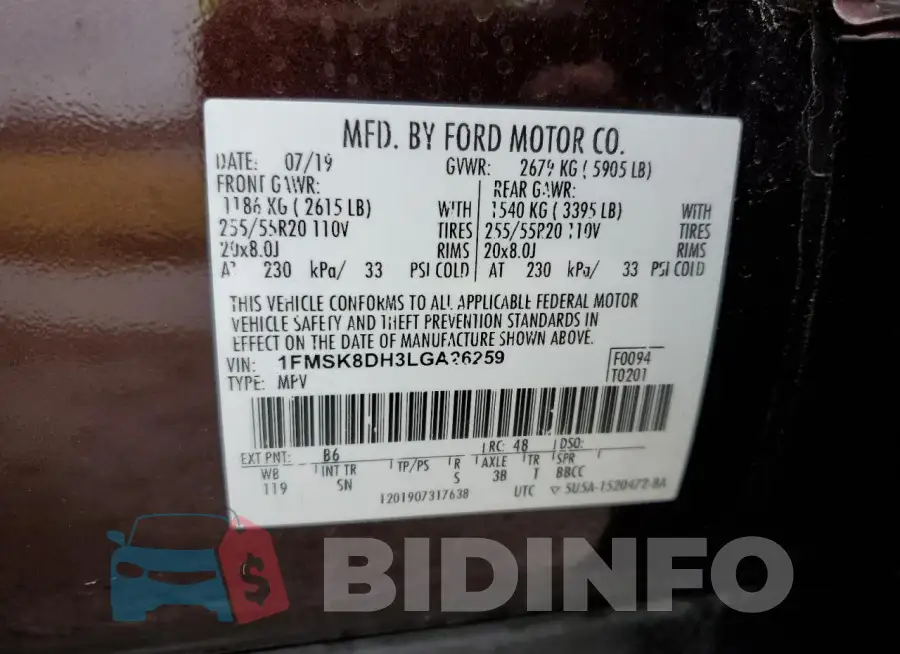 1FMSK8DH3LGA26259 Photo# 13