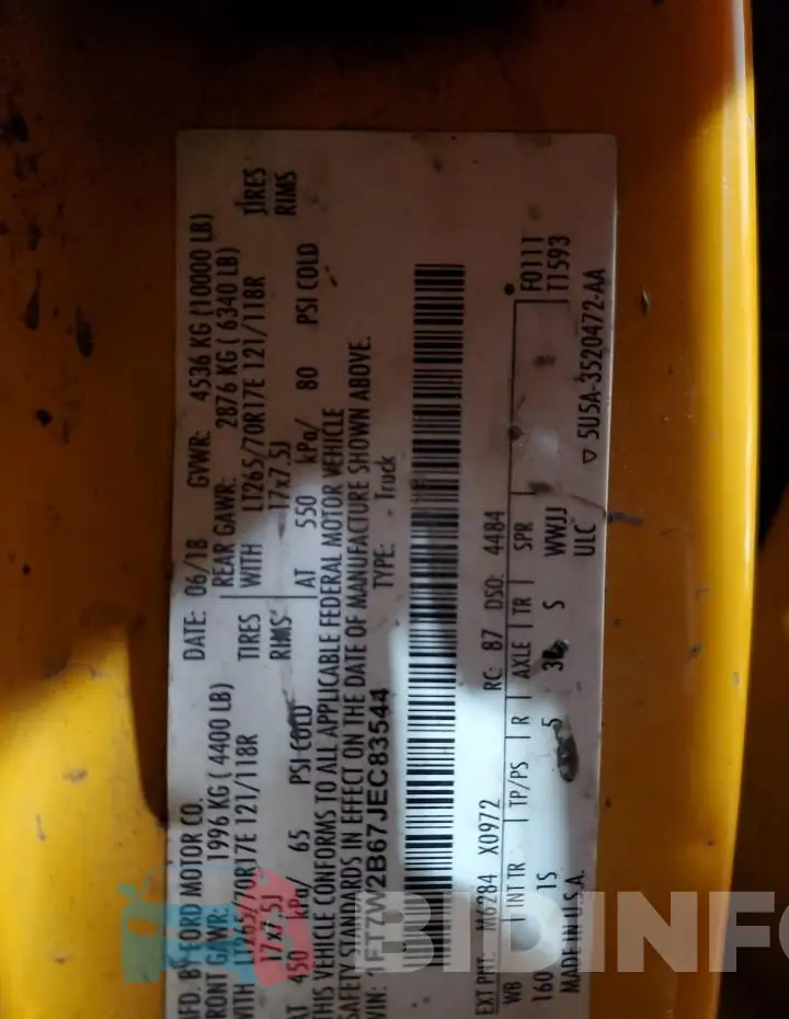 1FT7W2B67JEC83544 Photo# 12